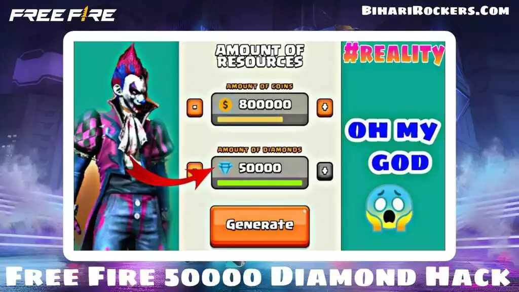 Free Fire 50000 Diamond Hack - Enter ID & Get Free Diamonds