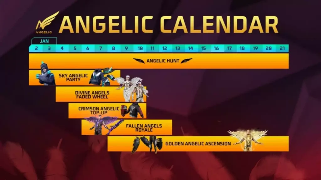 Free Fire Trend Angelic Event Calendar